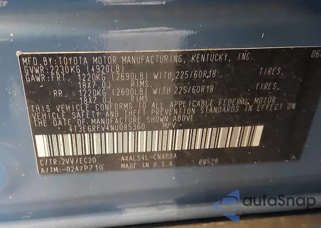 4T3E6RFV4NU085360: 44146290