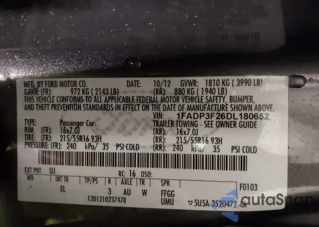 1FADP3F26DL180652: 44146293