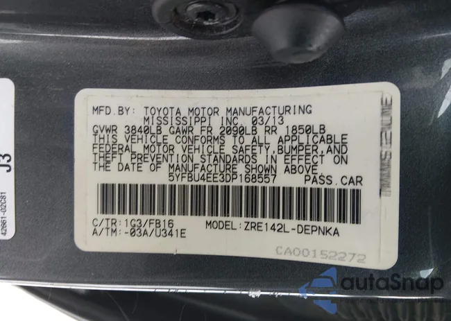 5YFBU4EE3DP168557: 44147481