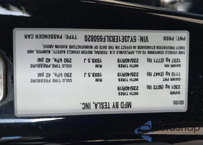 5YJ3E1EB3LF650820: 44147589