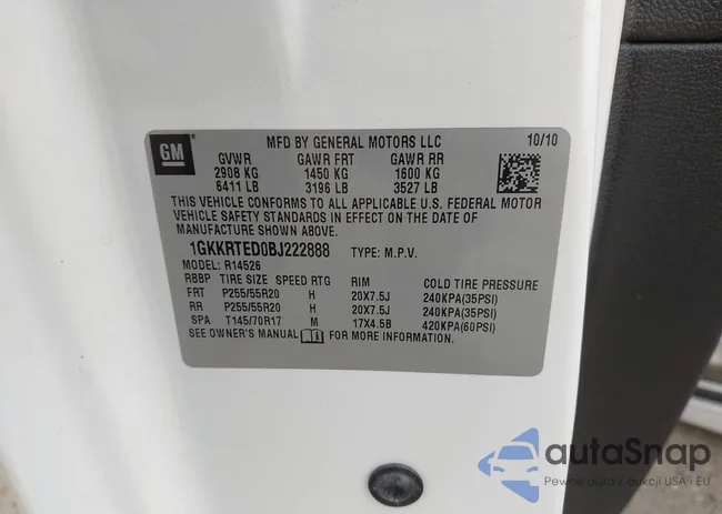 1GKKRTED0BJ222888: 44147621