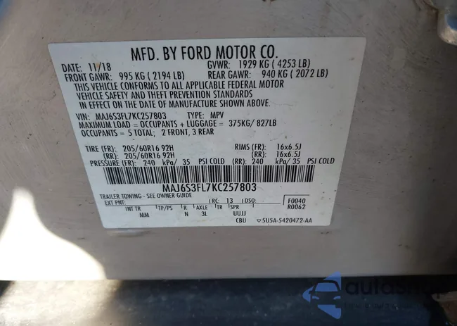 MAJ6S3FL7KC257803: 44147673