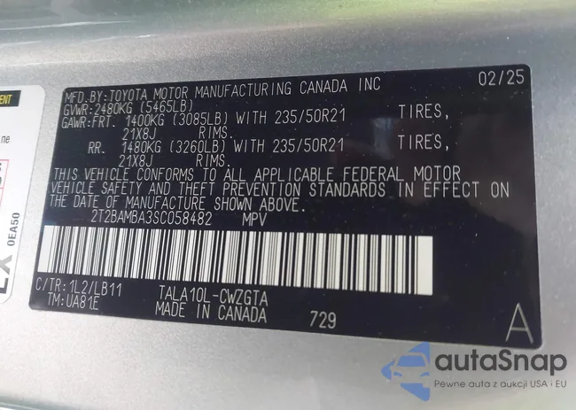 2T2BAMBA3SC058482: 44147766