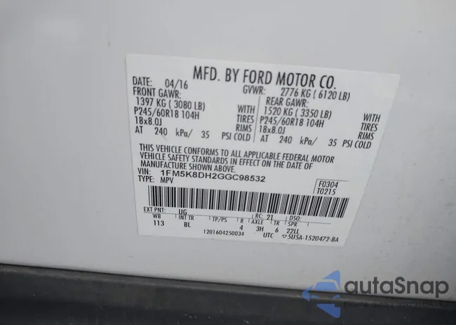 1FM5K8DH2GGC98532: 44147887