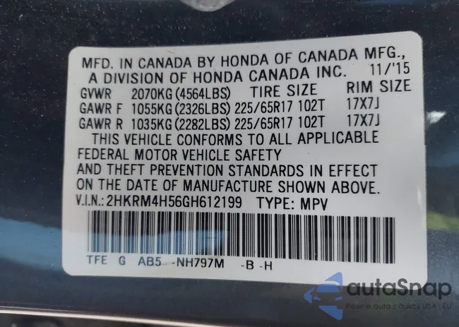 2HKRM4H56GH612199: 44148022