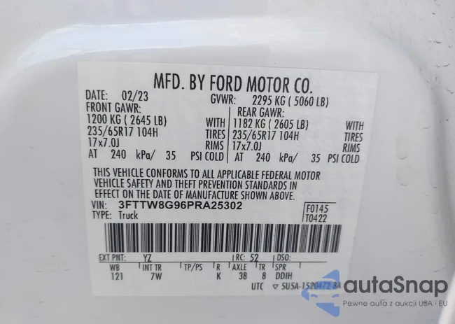 3FTTW8G96PRA25302: 44147117