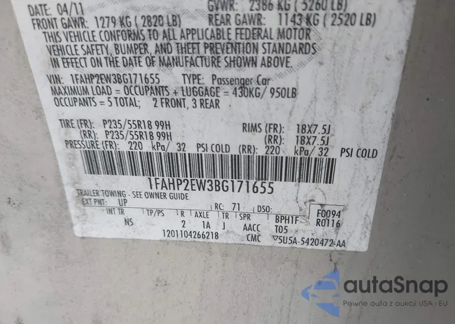 1FAHP2EW3BG171655: 44147353