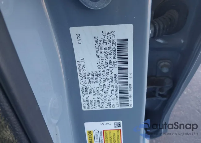 19XFL2H89NE019555: 44148619