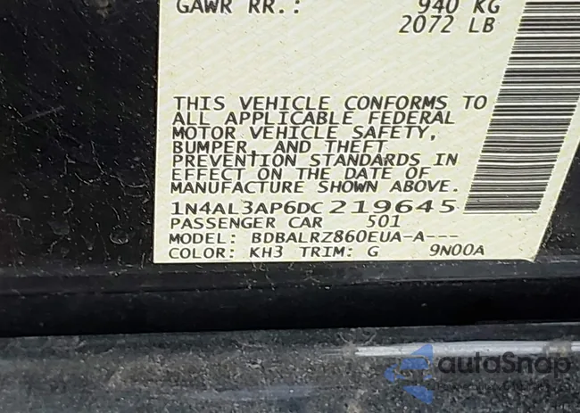 1N4AL3AP6DC219645: 44148660