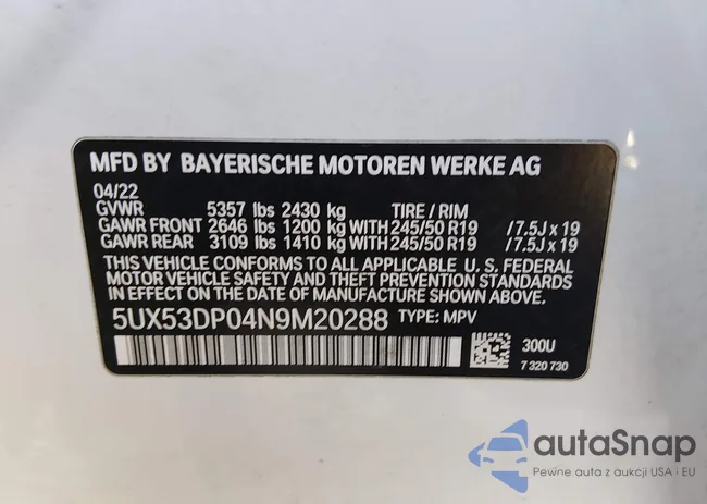 5UX53DP04N9M20288: 44148782