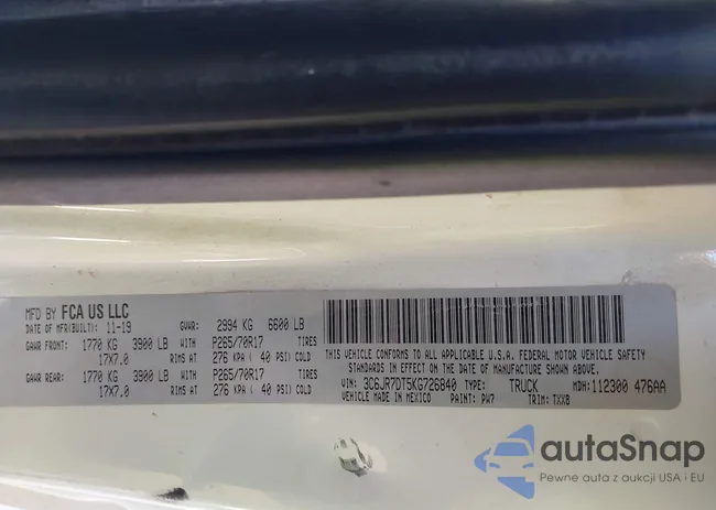 3C6JR7DT5KG726840: 44148809