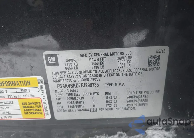 5GAKVBKD7FJ298735: 44148870