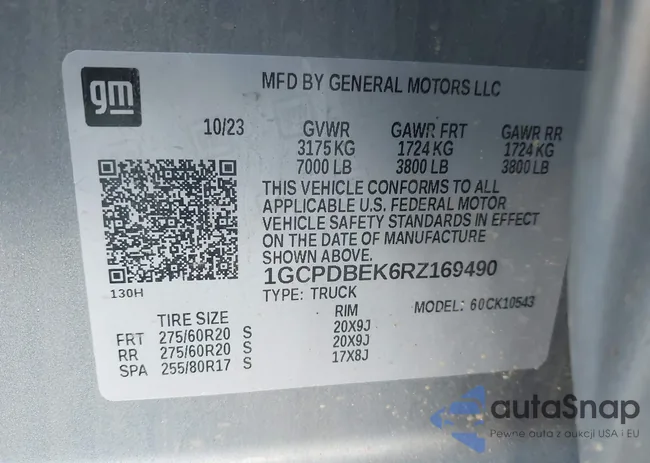 1GCPDBEK6RZ169490: 44148995