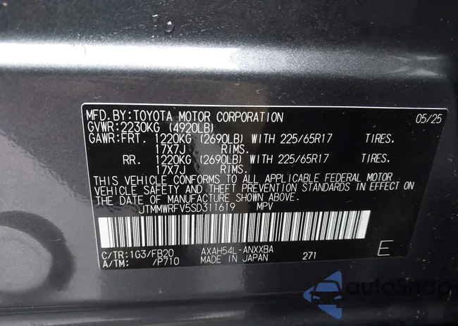 JTMMWRFV5SD311619: 44149066