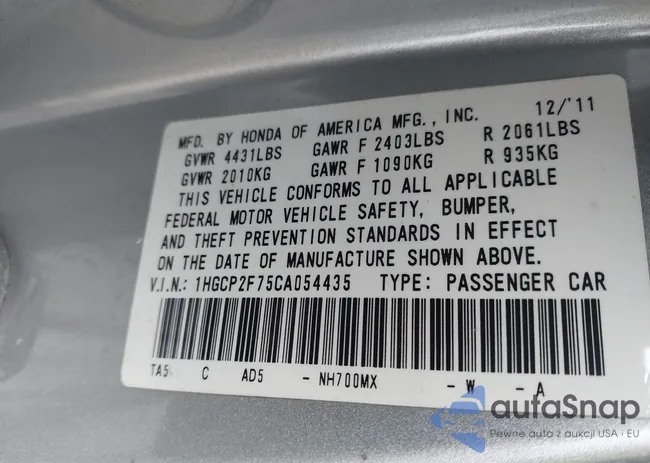 1HGCP2F75CA054435: 44148108