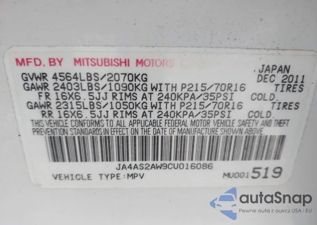 JA4AS2AW9CU016086: 44148166