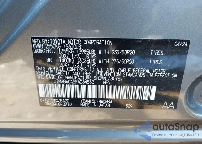 JTMABACA5RA064583: 44148170