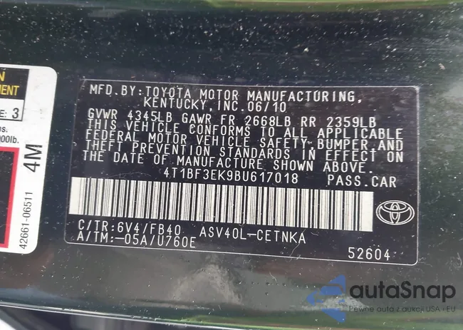 4T1BF3EK9BU617018: 44149533