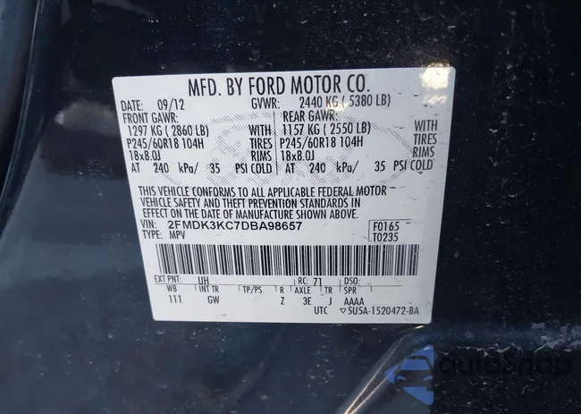 2FMDK3KC7DBA98657: 44149682