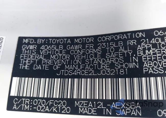 JTDS4RCE2LJ032181: 44149805