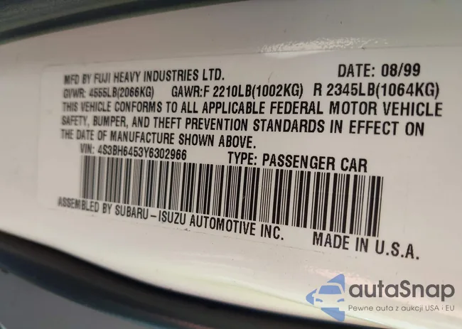 4S3BH6453Y6302966: 44149878