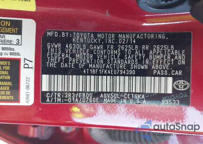 4T1BF1FK4EU794390: 44149919