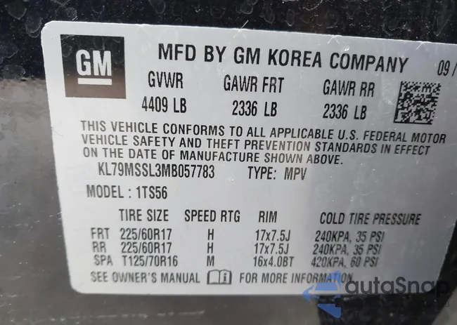 KL79MSSL3MB057783: 44149091