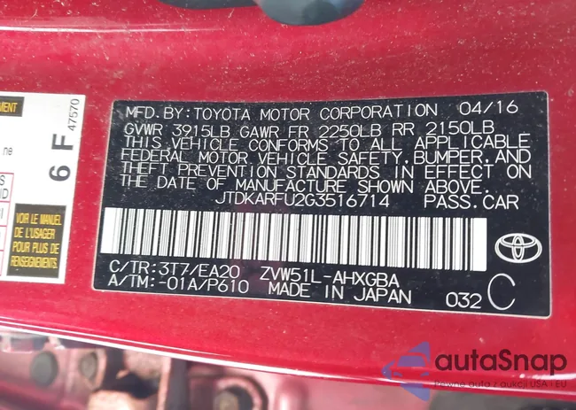 JTDKARFU2G3516714: 44149092