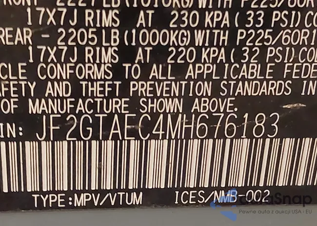 JF2GTAEC4MH676183: 44149098