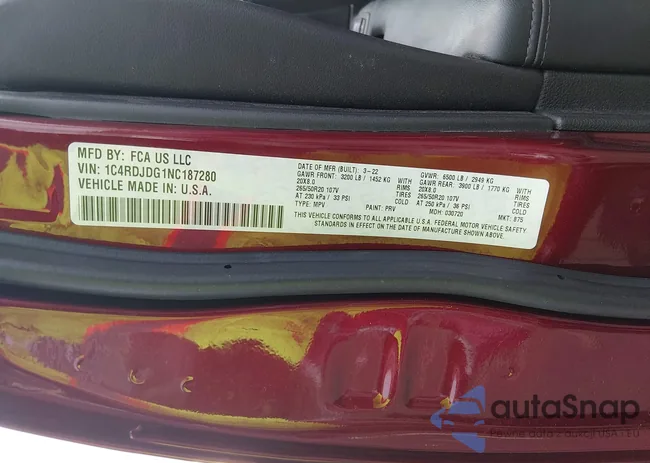 1C4RDJDG1NC187280: 44149265