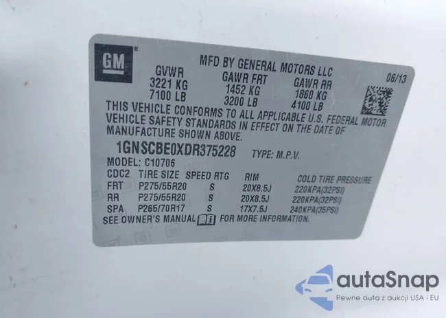 1GNSCBE0XDR375228: 44149302