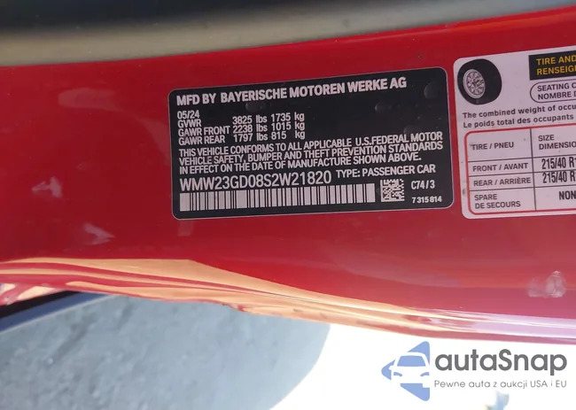 WMW23GD08S2W21820: 44149453