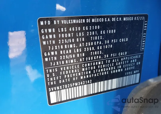 3VVNX7B25PM342142: 44150558