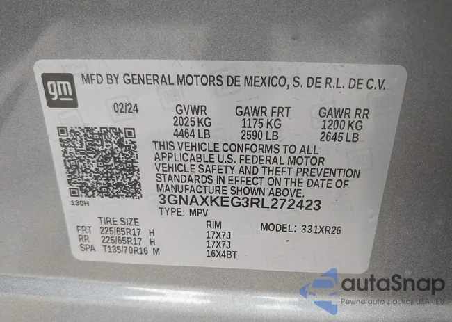 3GNAXKEG3RL272423: 44150673