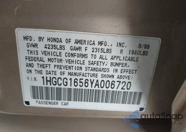 1HGCG1656YA006720: 44150861