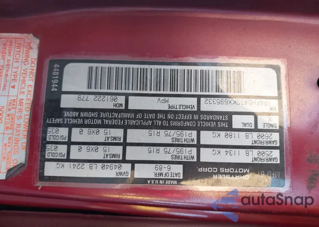 1P4FH5439KX695332: 44150935