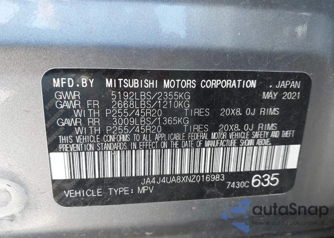 JA4J4UA8XNZ016983: 44150954