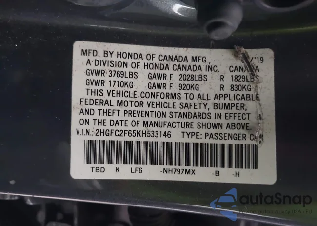 2HGFC2F65KH533146: 44150956