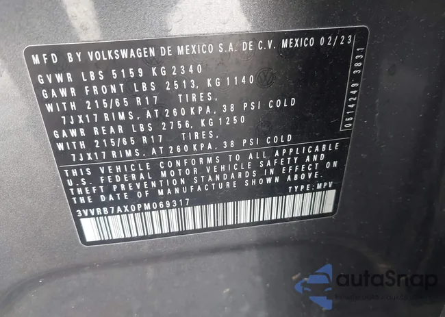 3VVRB7AX0PM069317: 44151052