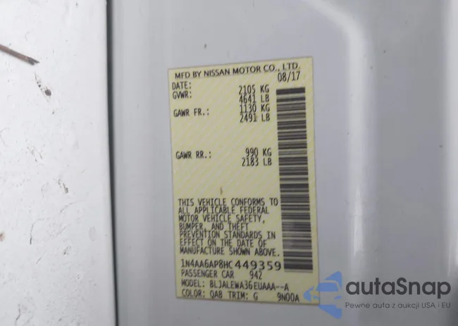 1N4AA6AP8HC449359: 44151059