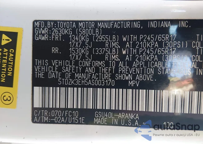 5TDZK3EH5AS003170: 44150117