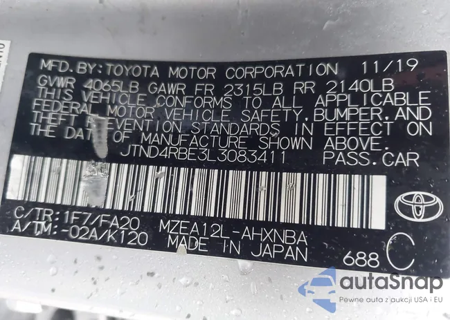 JTND4RBE3L3083411: 44150439