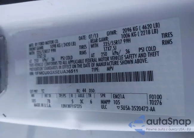 1FMCU0GX5EUA36511: 44151572