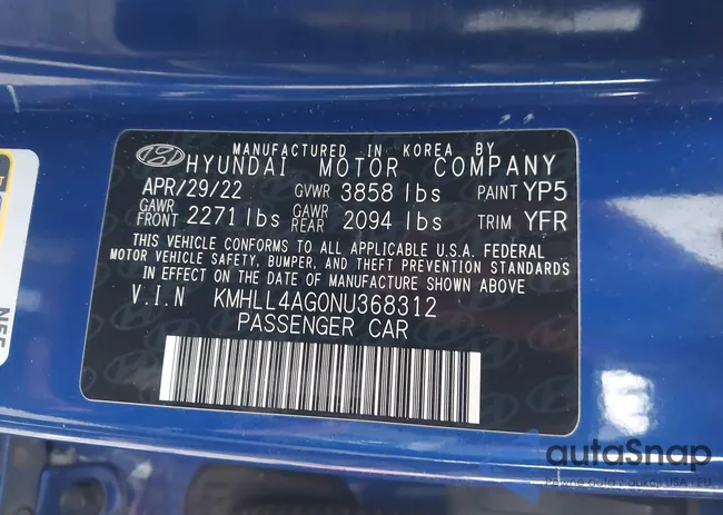 KMHLL4AG0NU368312: 44151583