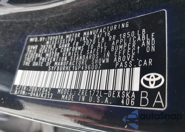 5YFBURHE1GP496007: 44151694