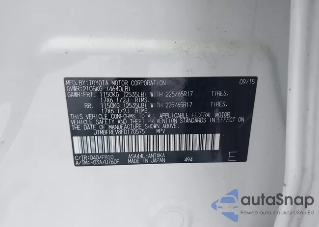 JTMBFREV8FD170575: 44151701