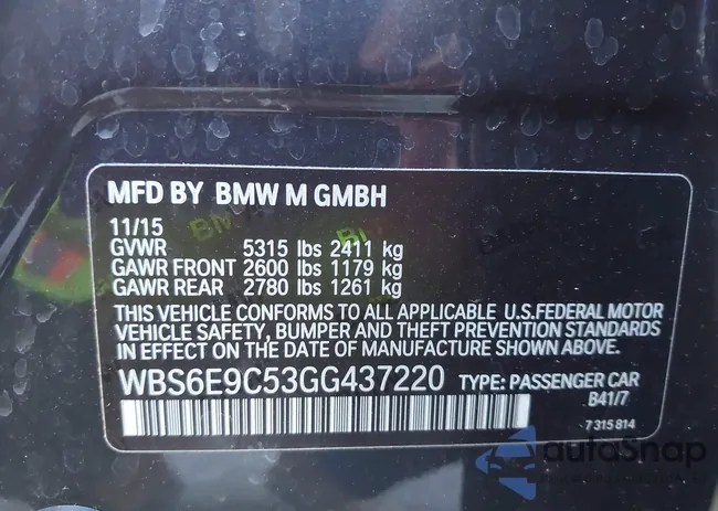 WBS6E9C53GG437220: 44151710