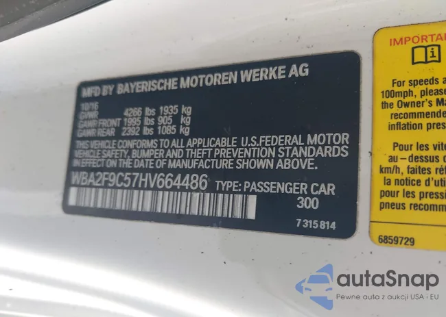 WBA2F9C57HV664486: 44151729