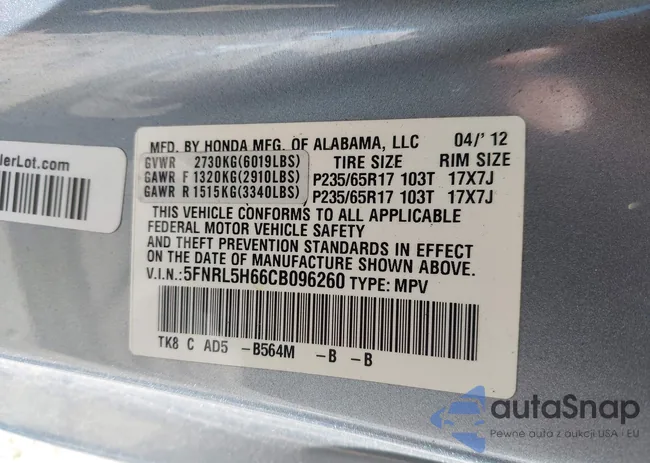 5FNRL5H66CB096260: 44151991