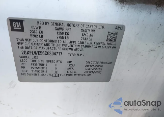 2GKFLWE56C6304717: 44152004